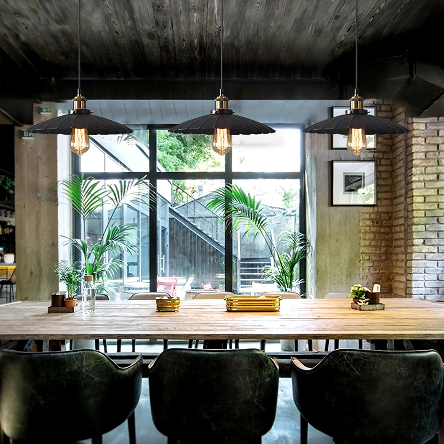 Vintage Industrial Pendant Light Fixture with Adjustable Chain for Kitchen, Dining Room & Bar Lighting