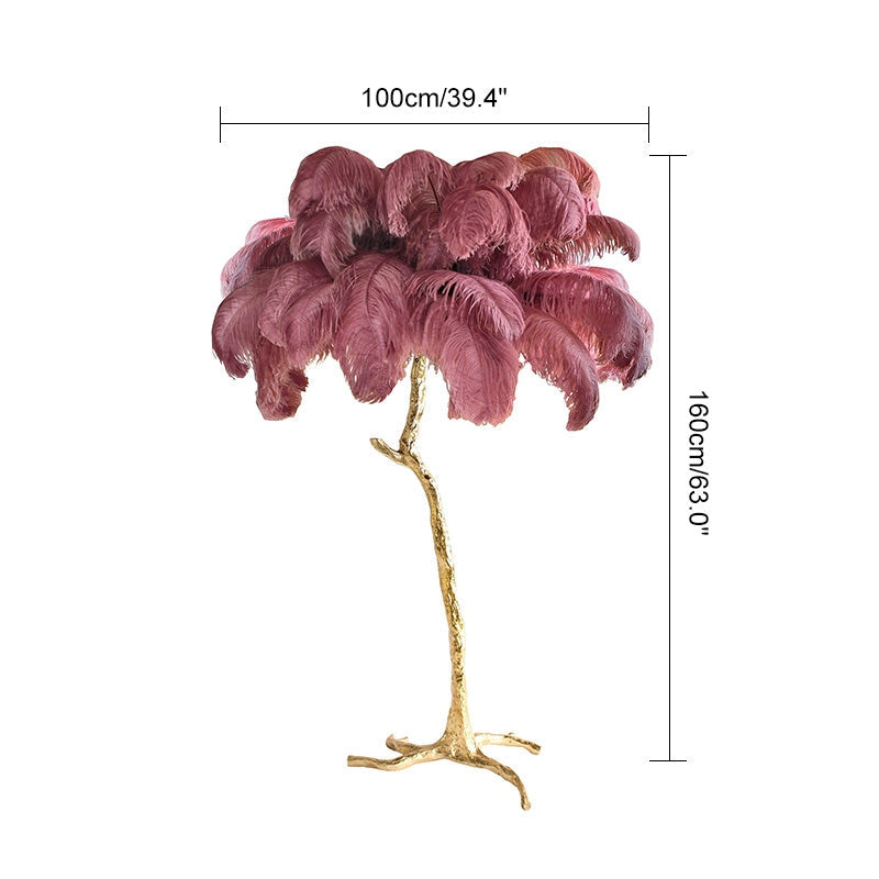 LED Floor Lamp with Feather Palm Design for Living Room & Tropical Decor