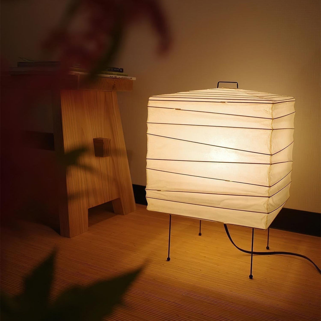 Washi Paper Table Lamp 3X - Japanese Style Lighting Fixture for Home Decor & Ambient Lighting