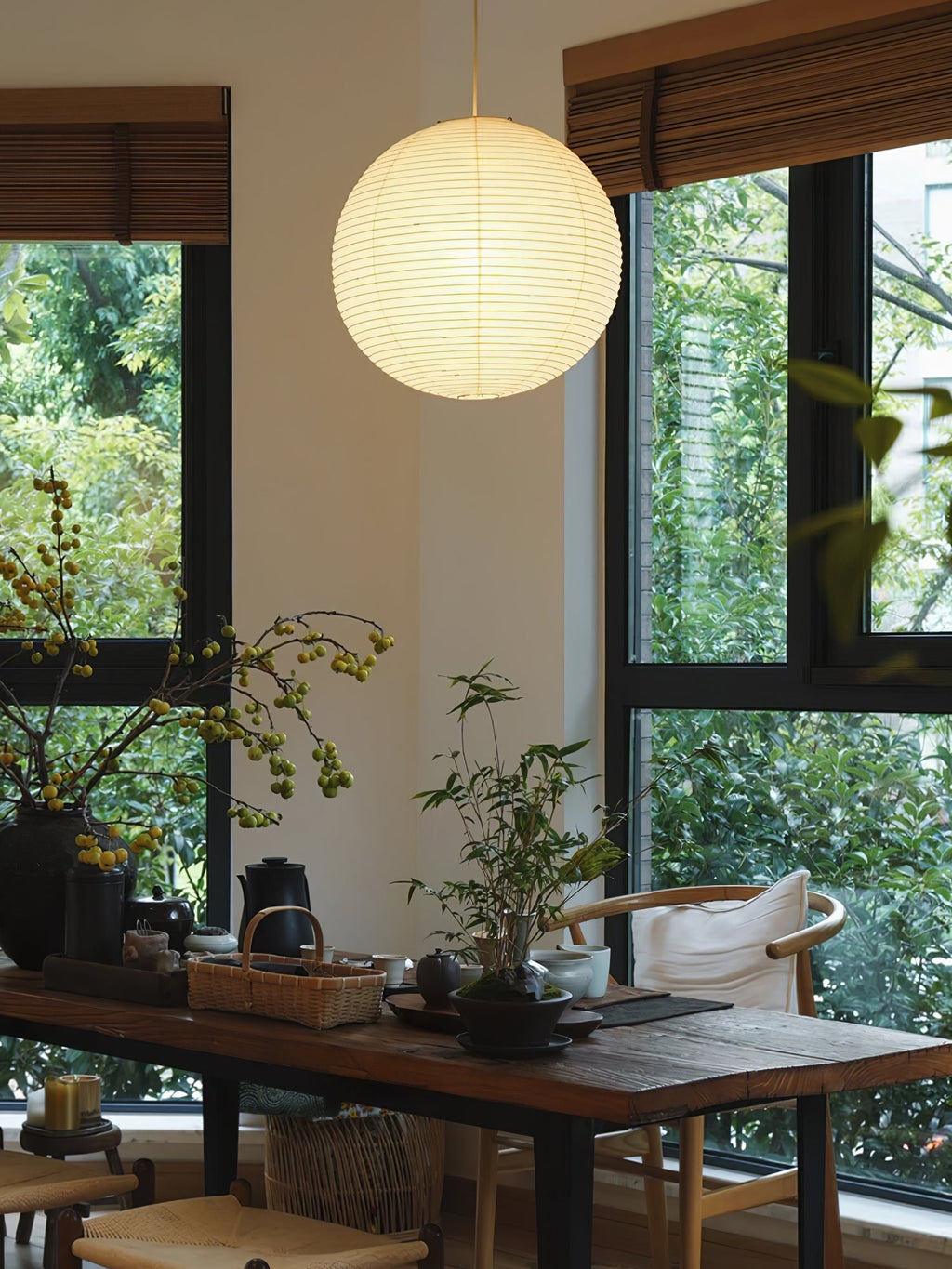 Pendant Swag Light | Handmade Mulberry Paper, Mid-Century Modern Design for Indoor Spaces