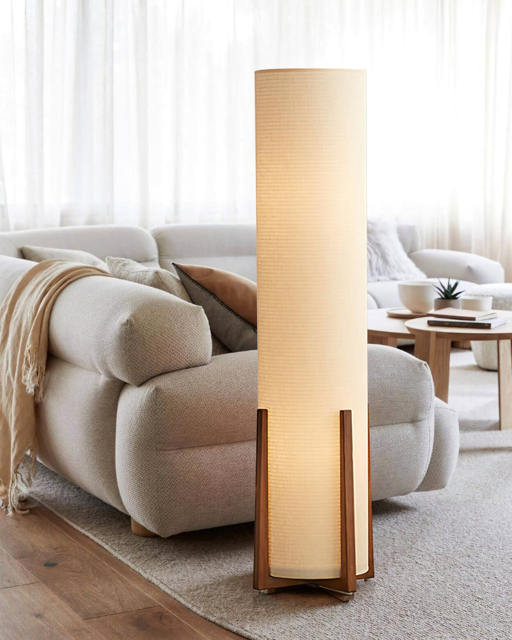 Natural Weave Floor Lamp - Handcrafted Rattan Lighting Fixture for Living Room & Bedroom Decor