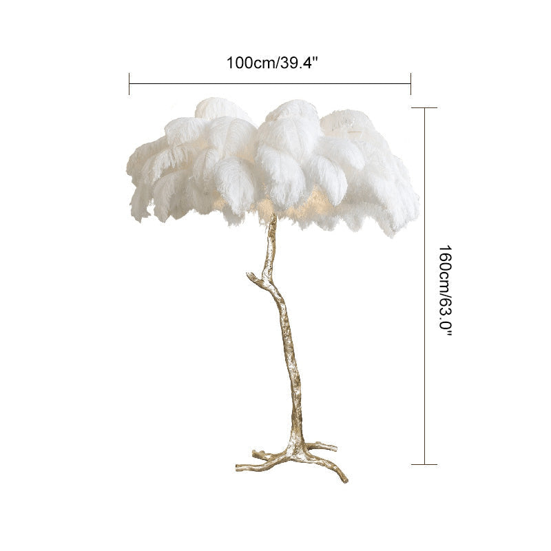 LED Floor Lamp with Feather Palm Design for Living Room & Tropical Decor