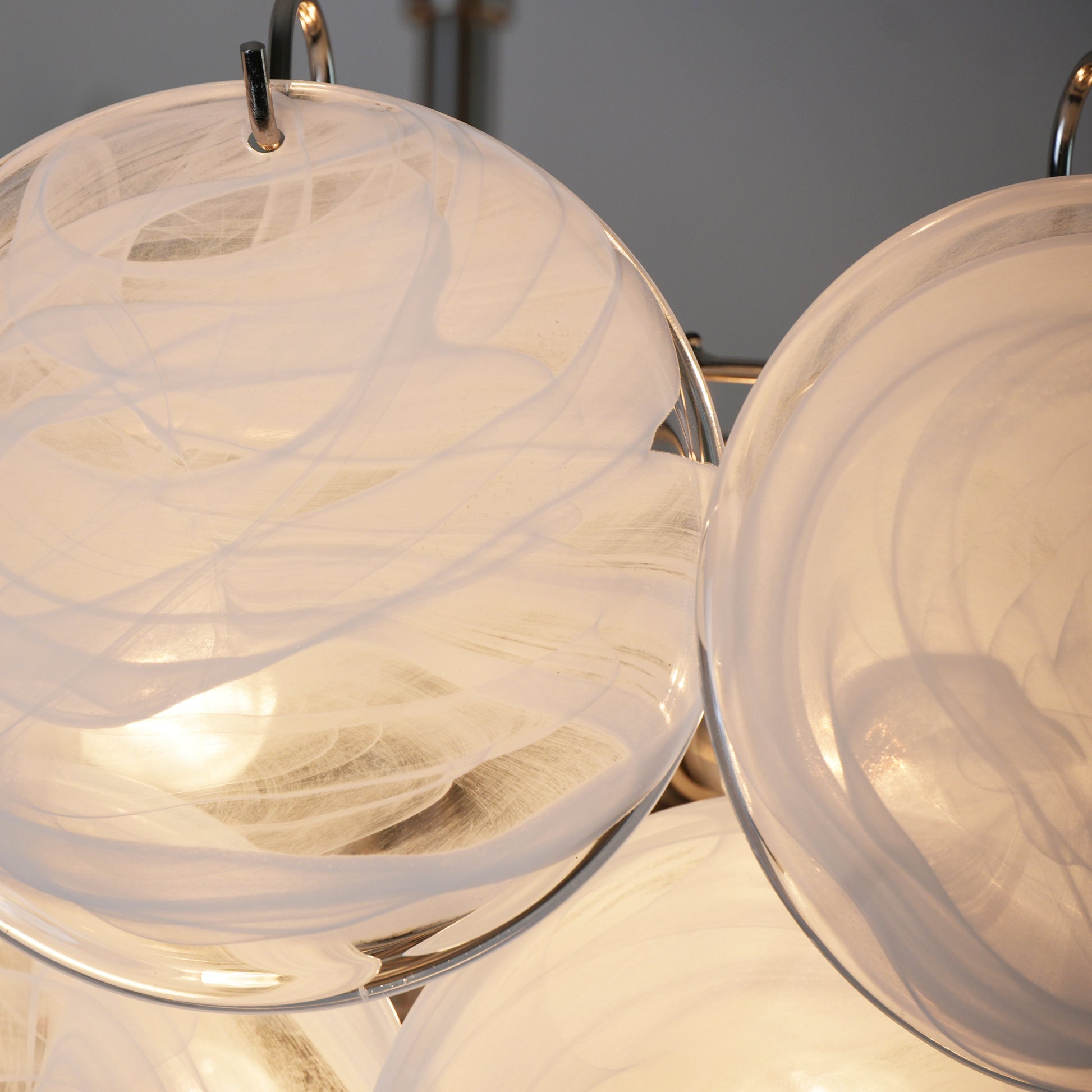 Murano Glass Disc Chandelier - Modern Pendant Light Fixture for Dining Room & Living Room Decor