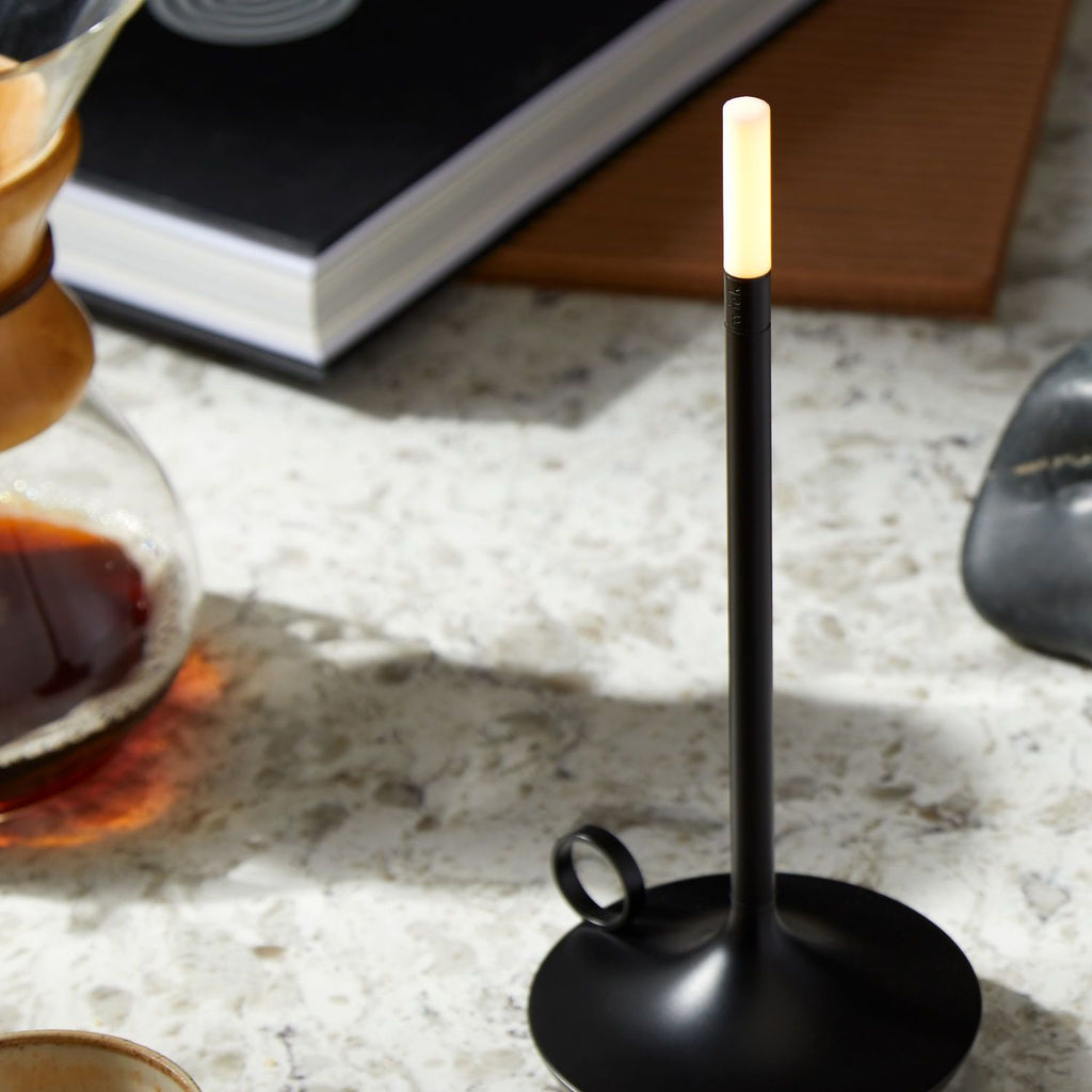 Gray Portable LED Table Lamp with Adjustable Brightness for Indoor and Outdoor Use