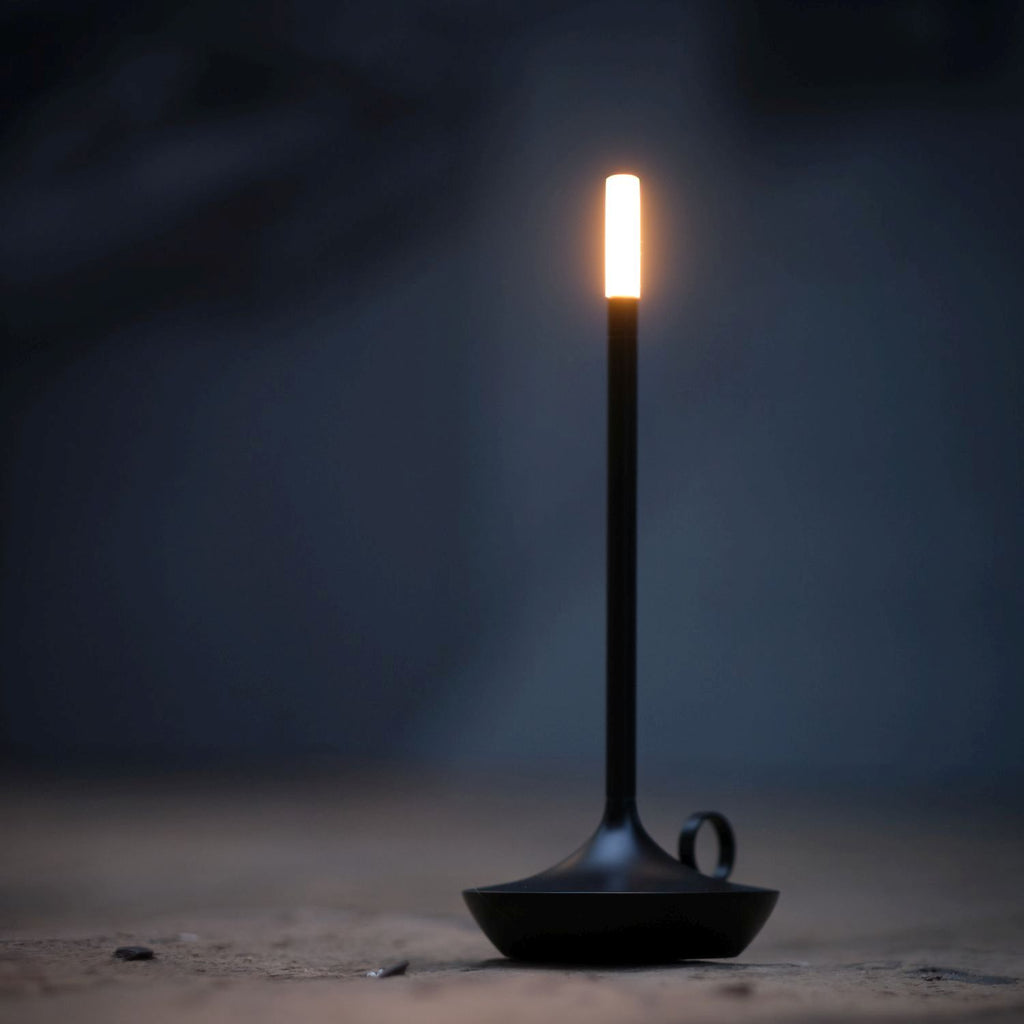 Gray Portable LED Table Lamp with Adjustable Brightness for Indoor and Outdoor Use