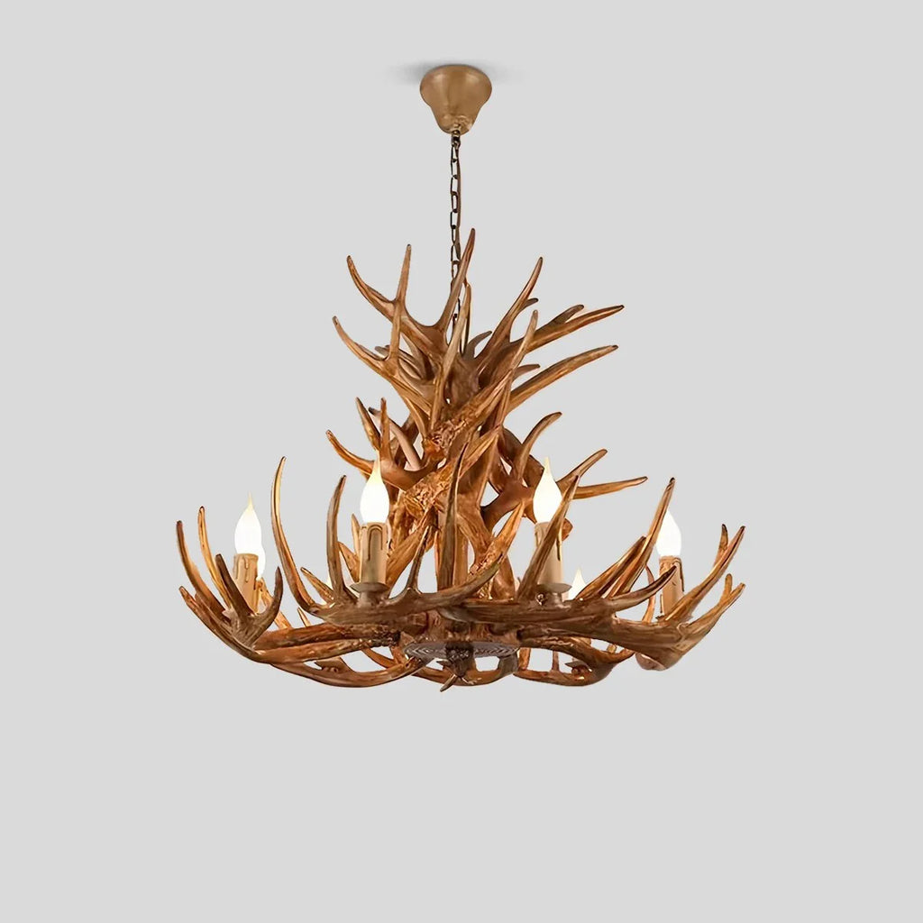Antler Shape Resin Chandelier | Adjustable Height, Rustic Elegance & Ideal for Living Room, Dining Area, or Entryway