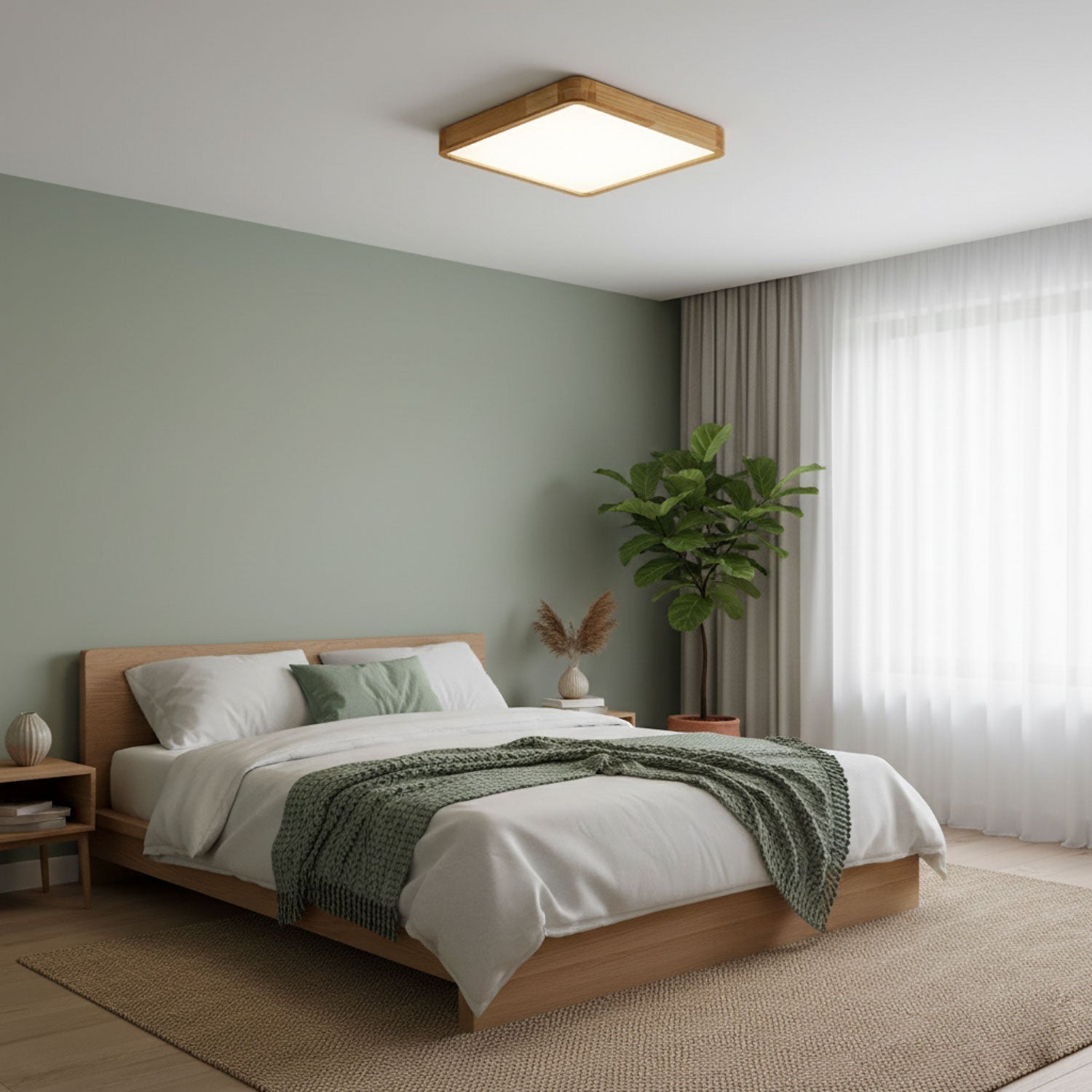 Wooden Geometric Ceiling Light | Adjustable LED, Natural Wood & Acrylic Shades for Modern Home Decor