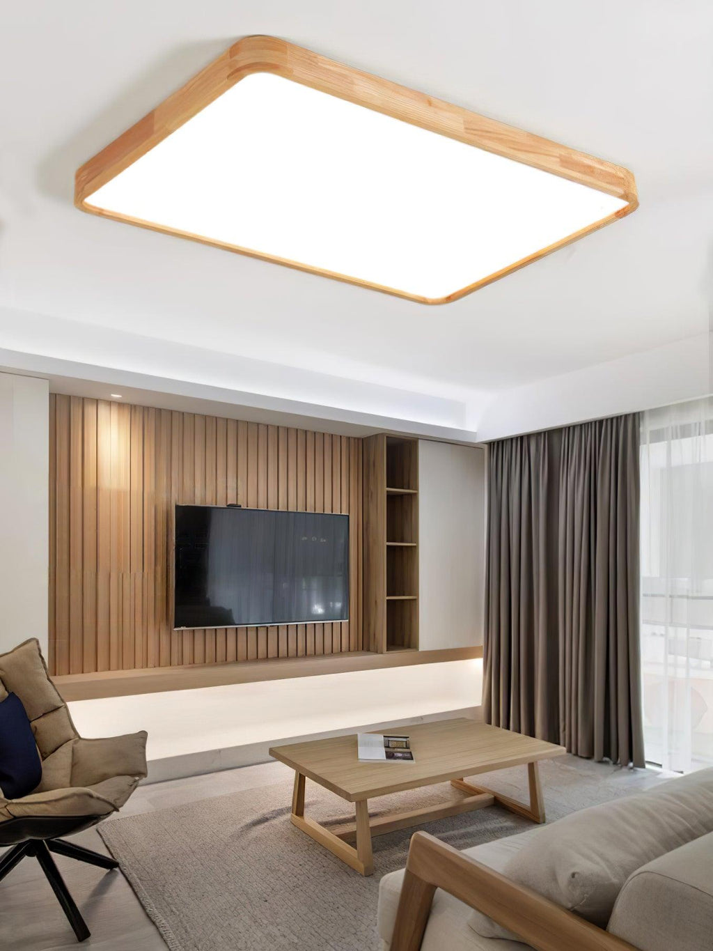 Wooden Geometric Ceiling Light | Adjustable LED, Natural Wood & Acrylic Shades for Modern Home Decor