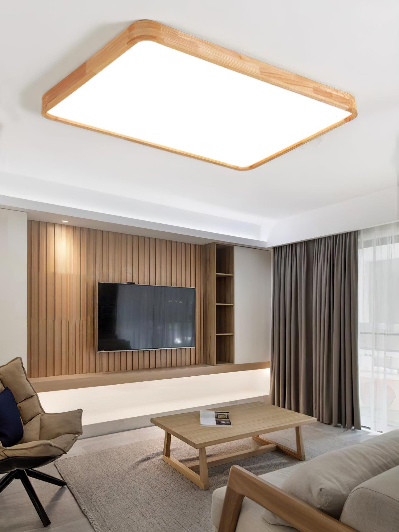 Wooden Geometric Ceiling Light | Adjustable LED, Natural Wood & Acrylic Shades for Modern Home Decor