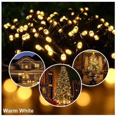 LED Solar Christmas Lights with Remote Control - Premium Warm White String Lights for Outdoor Holiday Decor