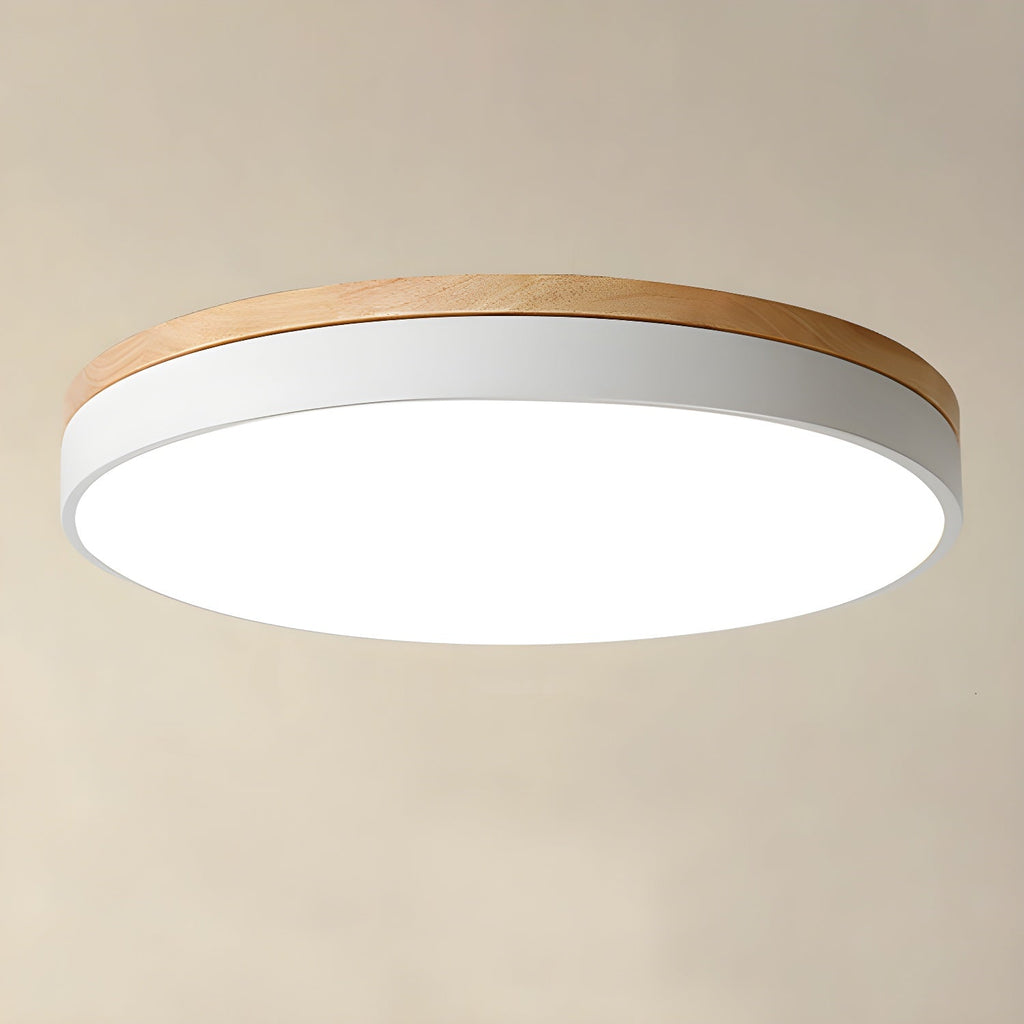 LED Circular Wood Ceiling Lamp - Rustic Design for Living Room & Dining Room Lighting