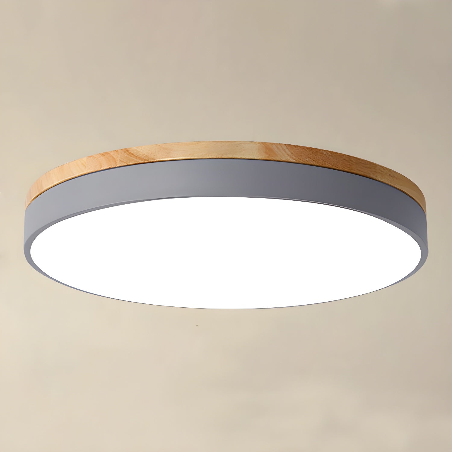 LED Circular Wood Ceiling Lamp - Rustic Design for Living Room & Dining Room Lighting