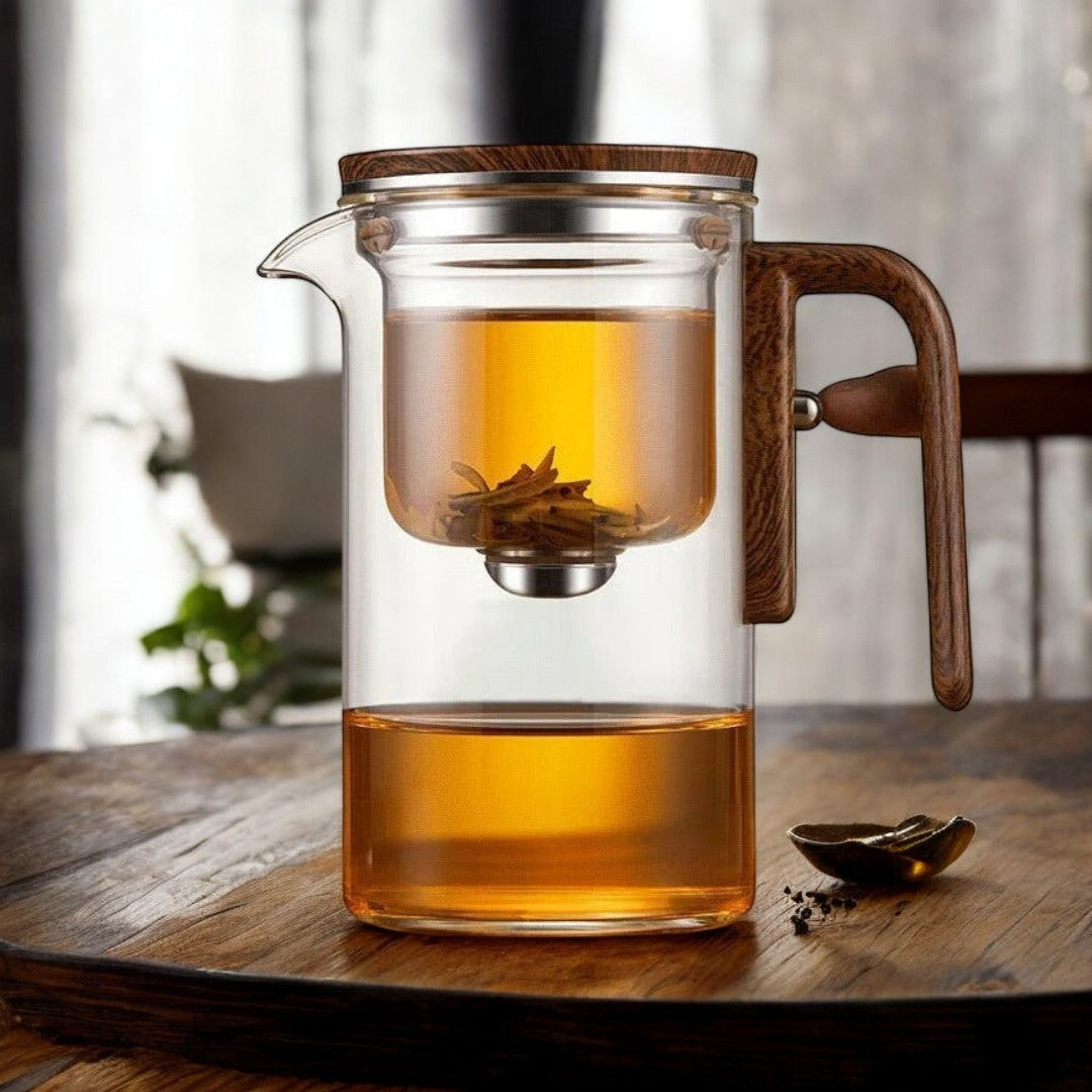 Elegant Tea Kettle & Steeper for Loose Leaf, Premium Glass Tea Pot with Infuser and Magnetic Filtration