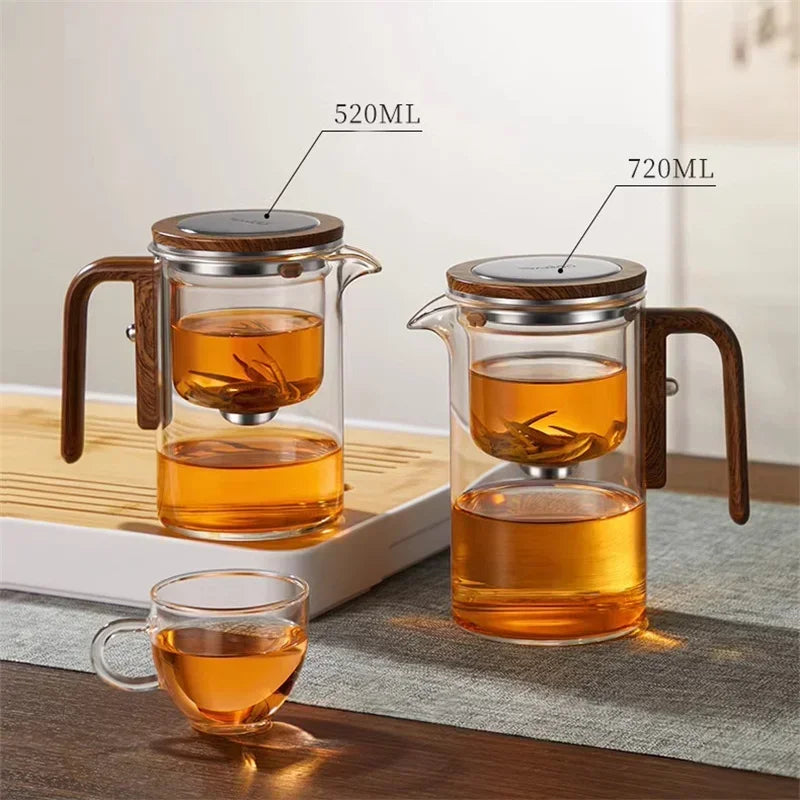 Elegant Tea Kettle & Steeper for Loose Leaf, Premium Glass Tea Pot with Infuser and Magnetic Filtration