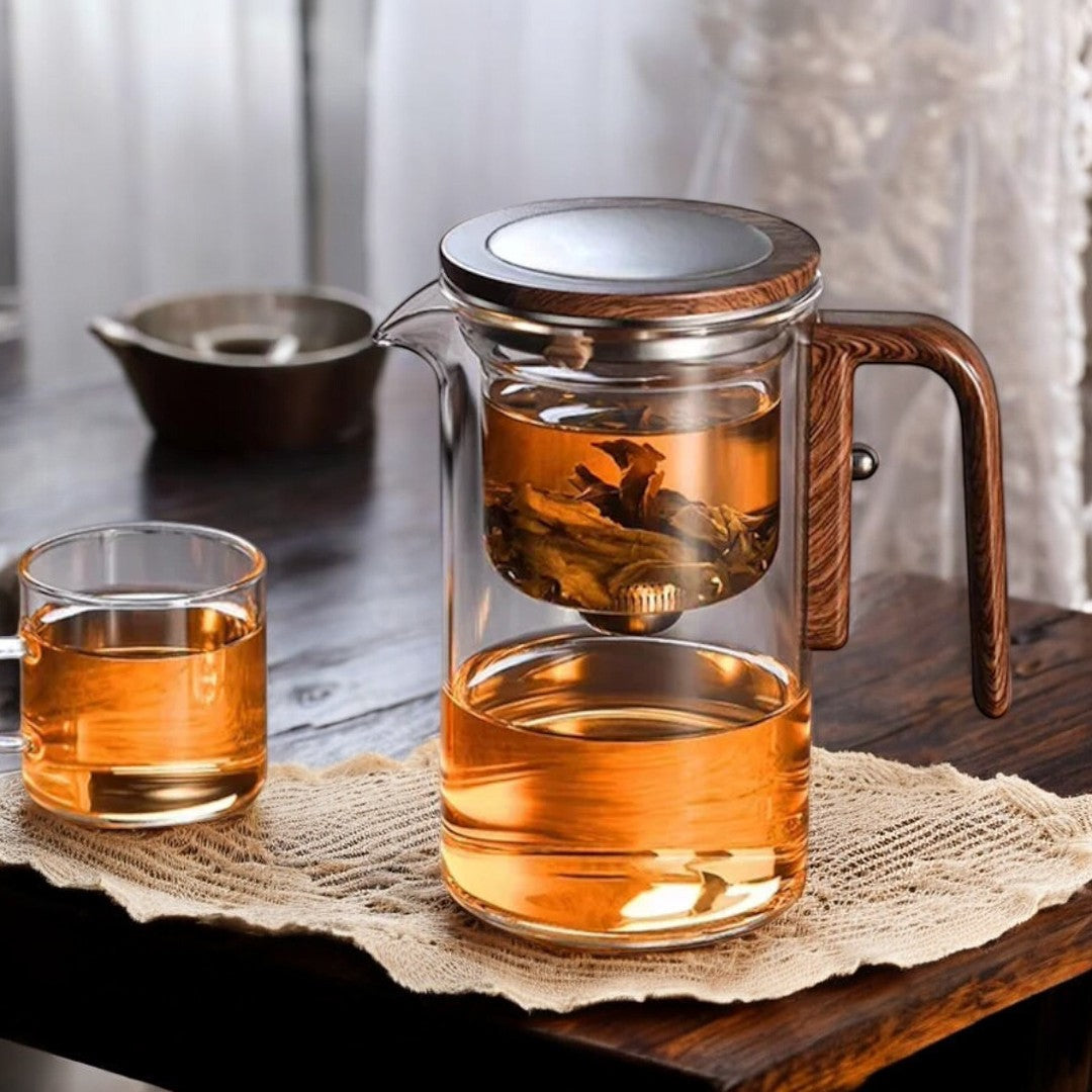 Elegant Tea Kettle & Steeper for Loose Leaf, Premium Glass Tea Pot with Infuser and Magnetic Filtration
