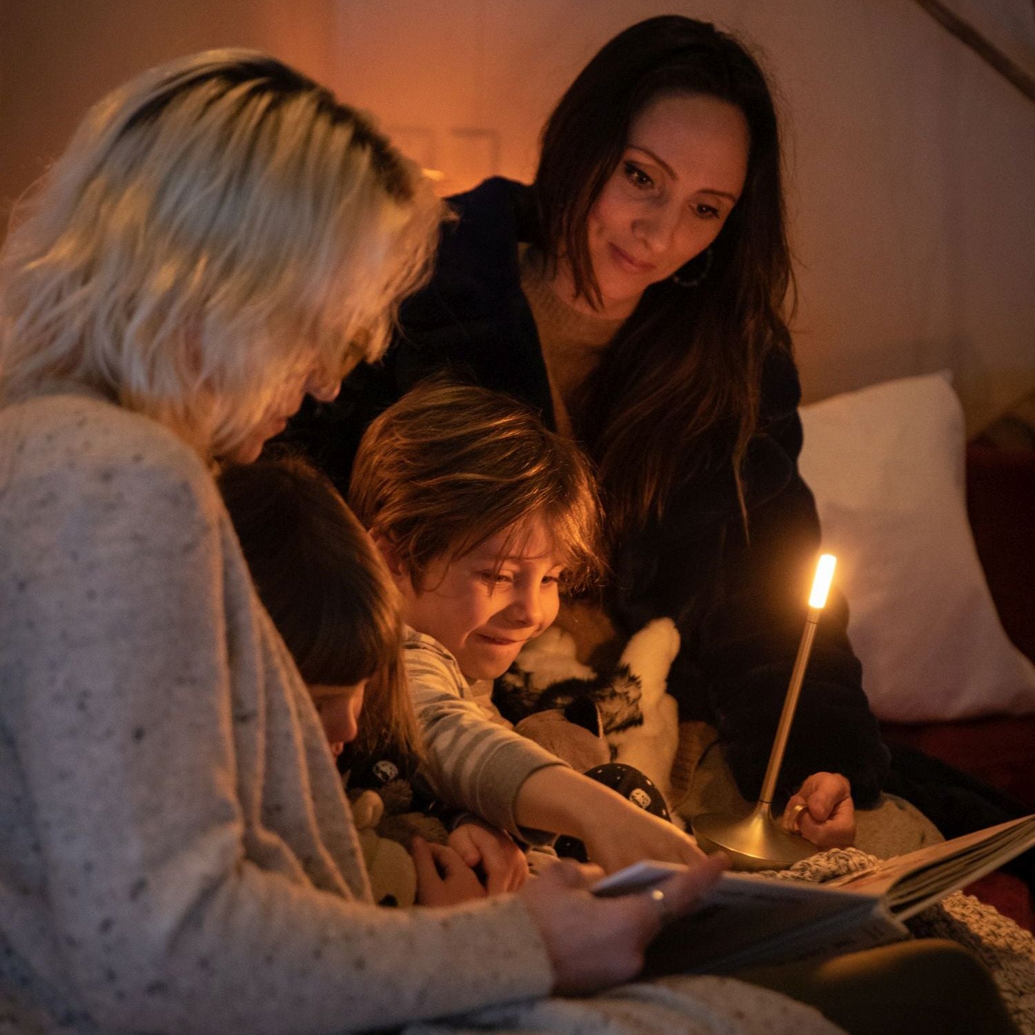 Gray Portable LED Table Lamp with Adjustable Brightness for Indoor and Outdoor Use