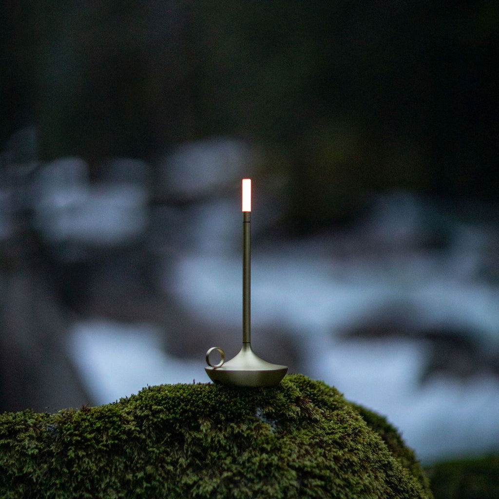 Gray Portable LED Table Lamp with Adjustable Brightness for Indoor and Outdoor Use