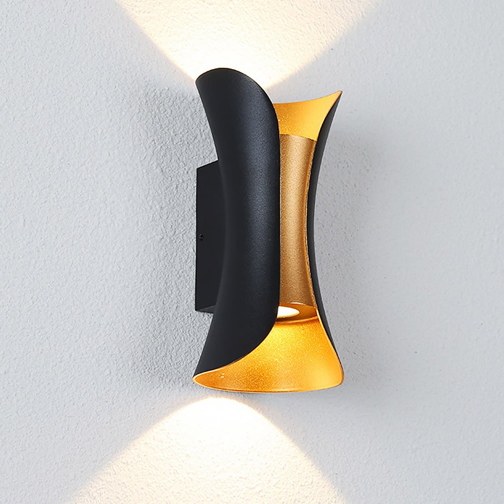 LED Waterproof Outdoor Wall Lights - Curved Up and Down Lighting Fixture for Patios, Gardens, and Entryways