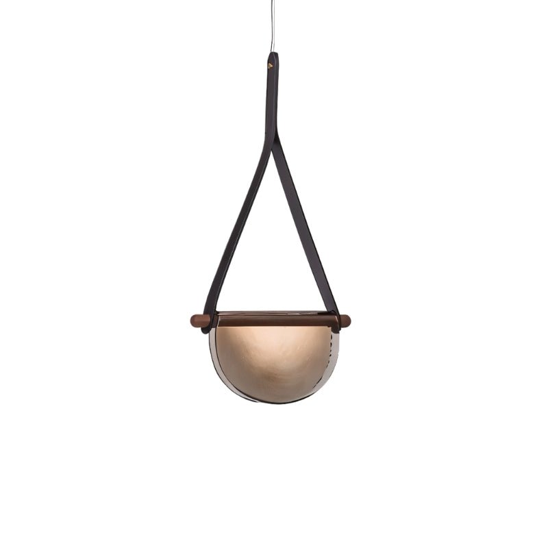 Leather Pendant Light Fixture - Modern Design for Dining Room, Kitchen, or Living Room - Adjustable Height & Warm White LED Bulb Included