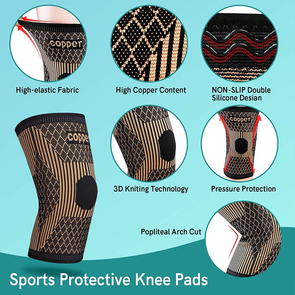Copper Knee Compression Sleeve | Pain Relief & Joint Support | Breathable & Flexible Fit