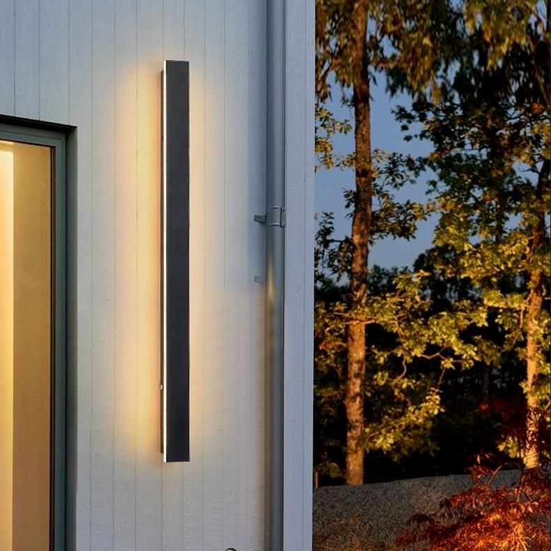 LED Linear Wall Lights - Black Outdoor Lighting Fixture for Gardens, Patios & Walkways