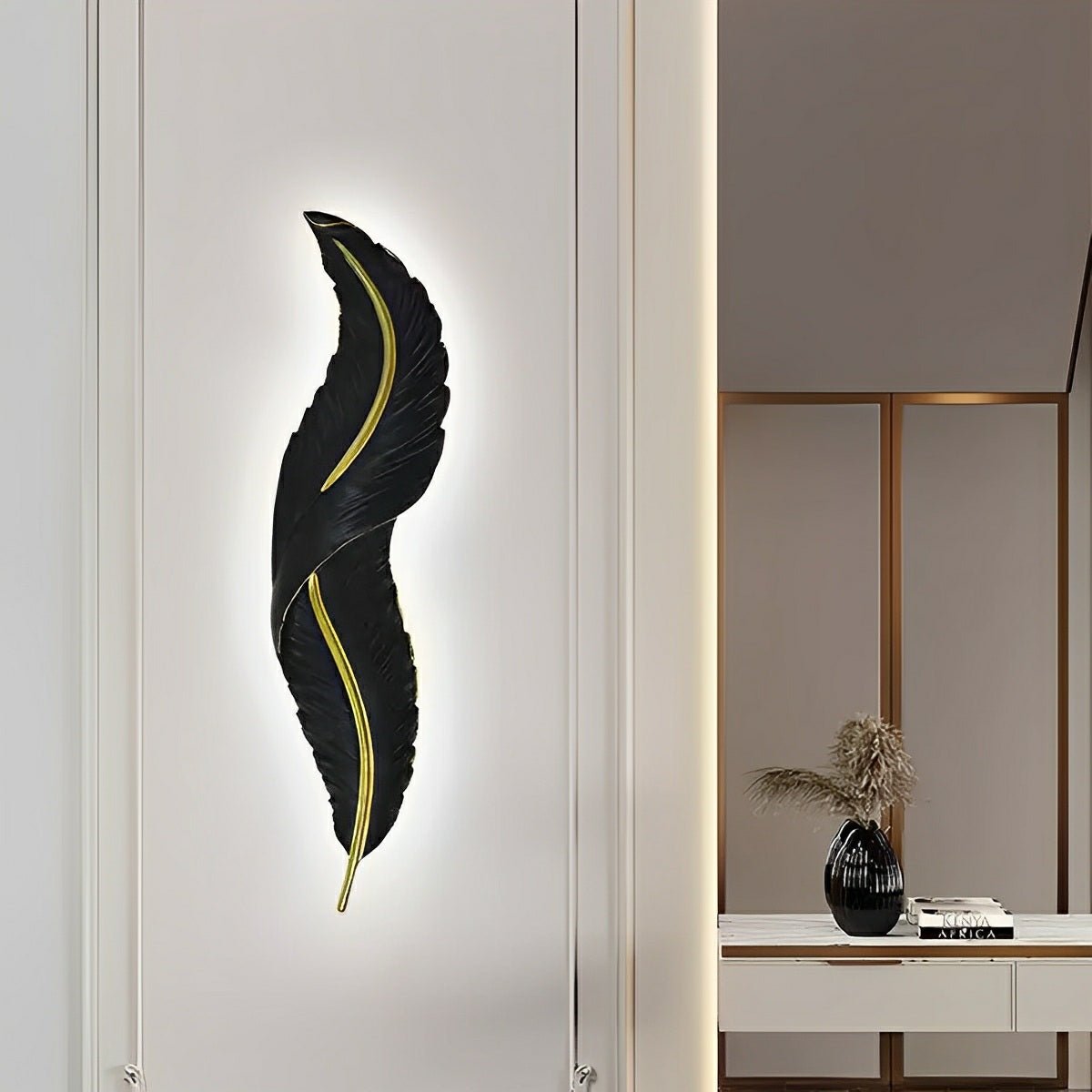 LED Modern Wall Sconce Light - White Feather Design Fixture for Living Room & Bedroom Illumination