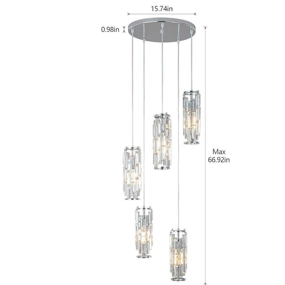 Iron Crystal Glass Chandelier Pendant Light Fixture for Living Room & Dining Room Ceiling