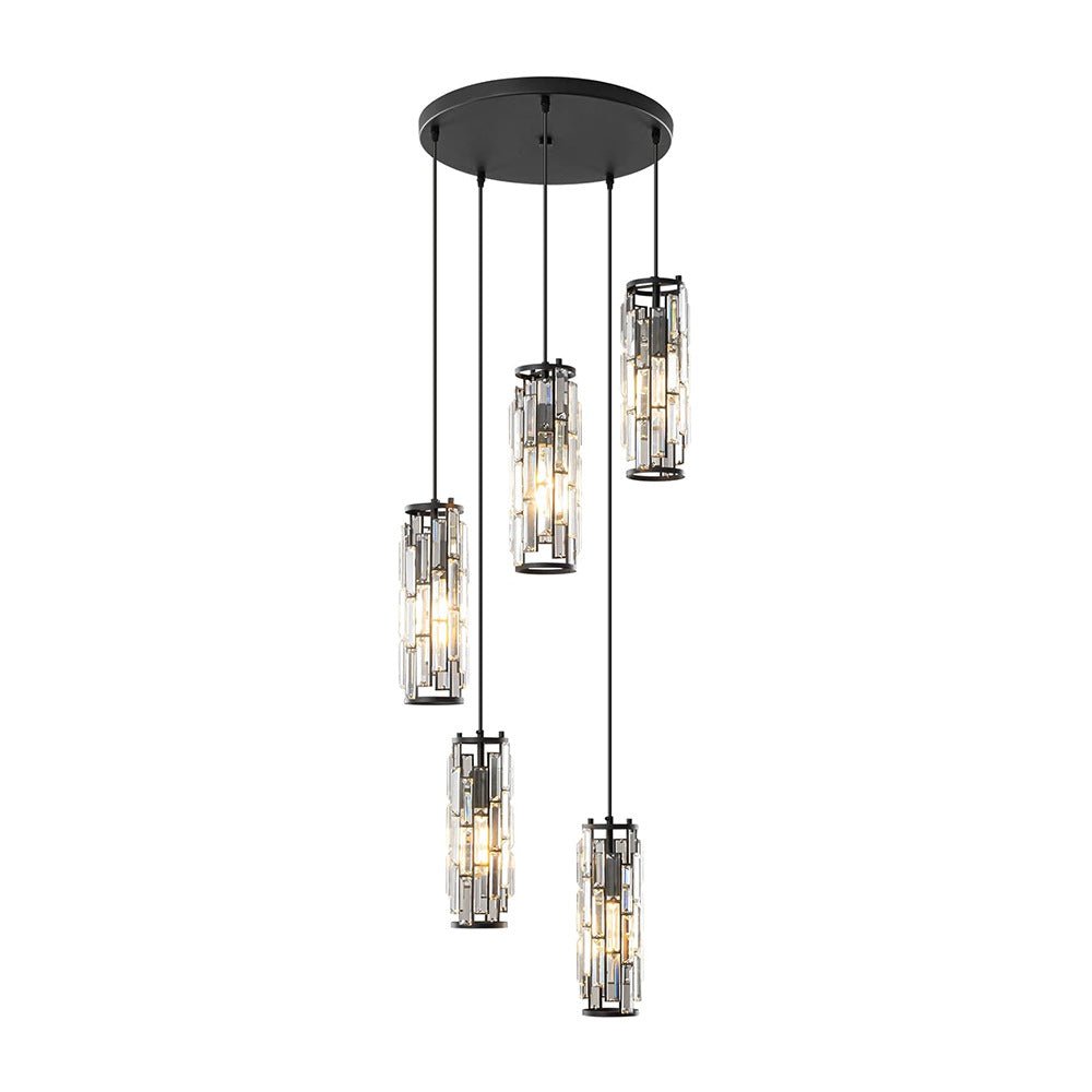 Iron Crystal Glass Chandelier Pendant Light Fixture for Living Room & Dining Room Ceiling