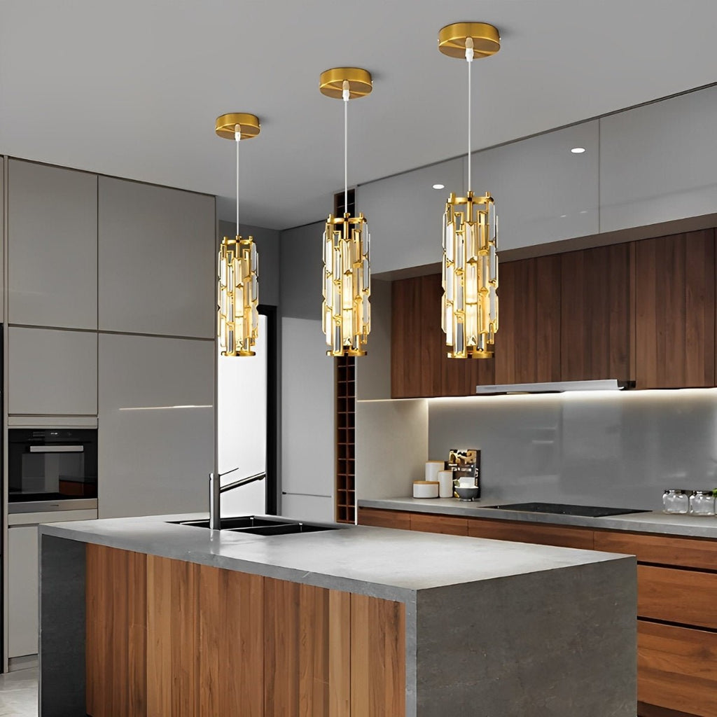 Iron Crystal Glass Chandelier Pendant Light Fixture for Living Room & Dining Room Ceiling