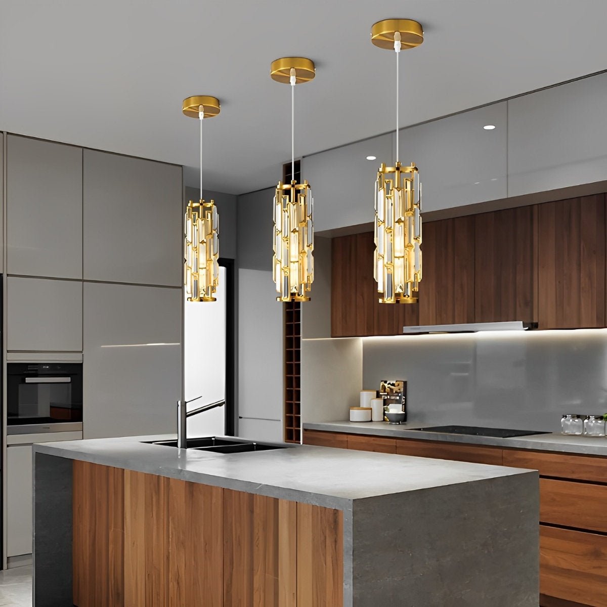 Iron Crystal Glass Chandelier Pendant Light Fixture for Living Room & Dining Room Ceiling