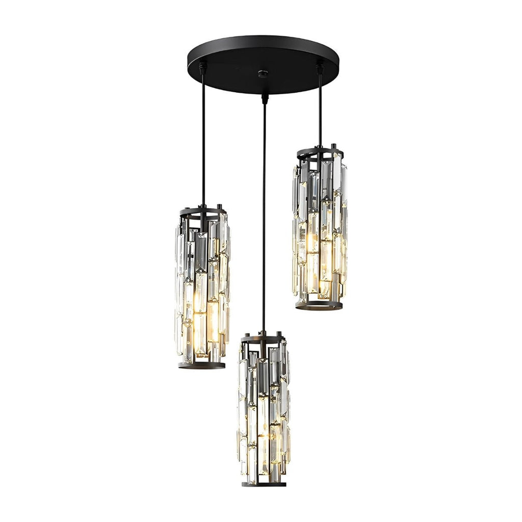 Iron Crystal Glass Chandelier Pendant Light Fixture for Living Room & Dining Room Ceiling