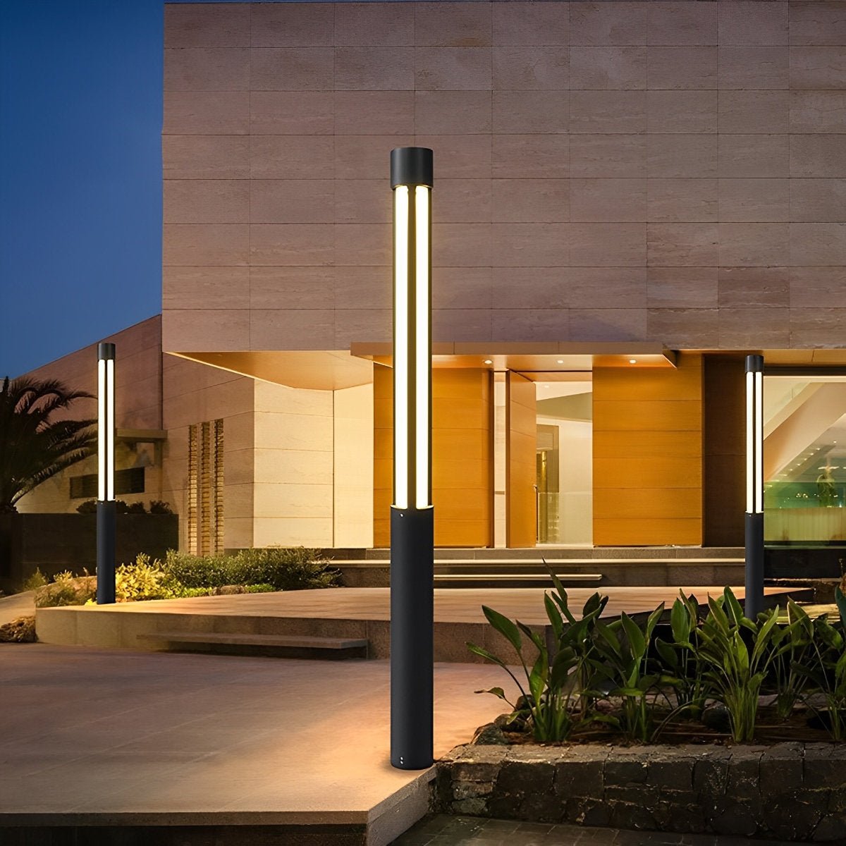 LED Black Modern Outdoor Post Light - Cylinder Design for Pathway, Garden & Street Illumination