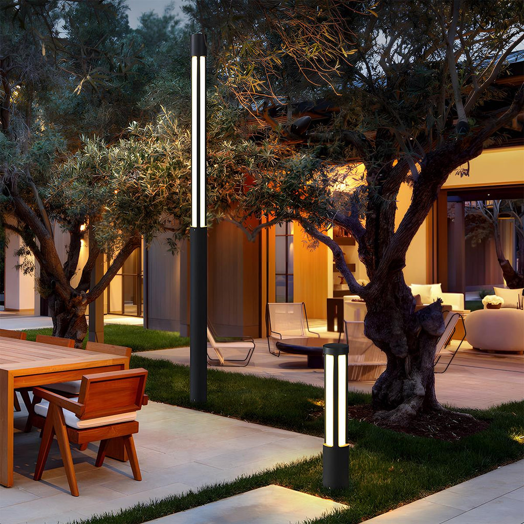 LED Black Modern Outdoor Post Light - Cylinder Design for Pathway, Garden & Street Illumination