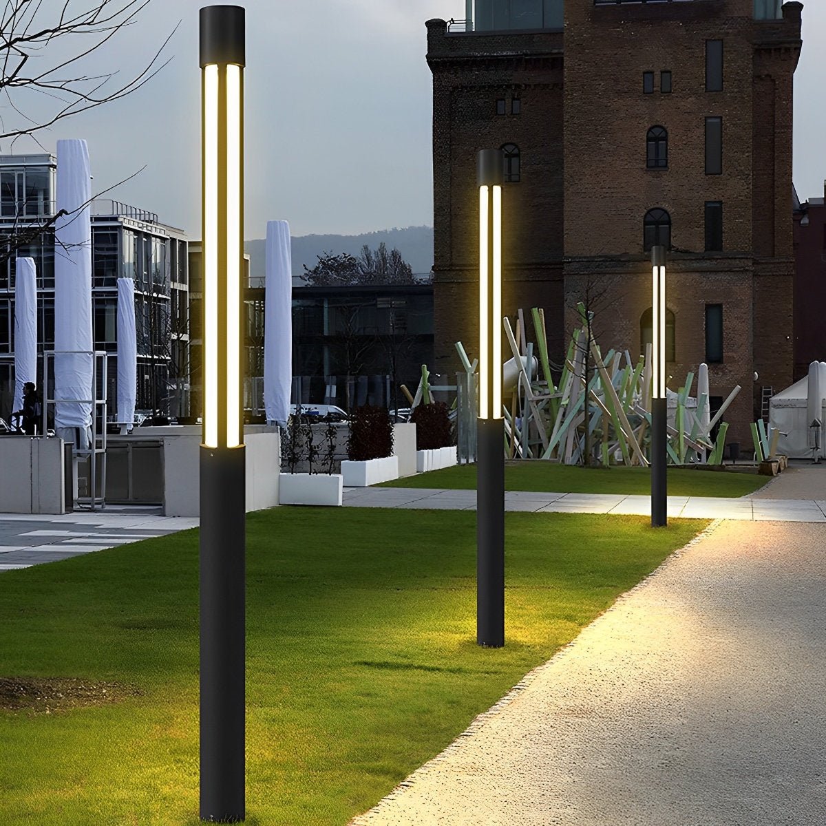 LED Black Modern Outdoor Post Light - Cylinder Design for Pathway, Garden & Street Illumination
