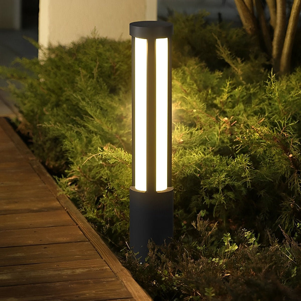 LED Black Modern Outdoor Post Light - Cylinder Design for Pathway, Garden & Street Illumination
