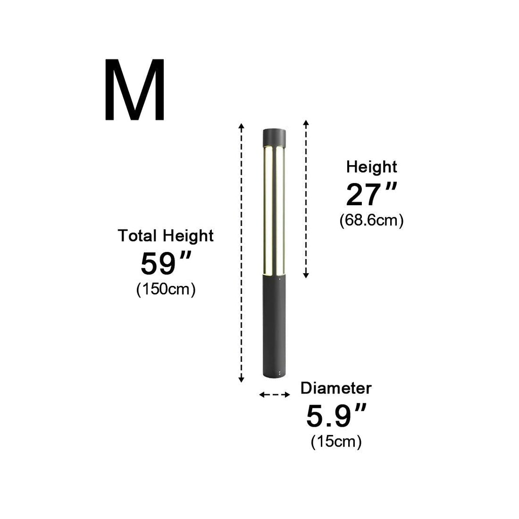 LED Black Modern Outdoor Post Light - Cylinder Design for Pathway, Garden & Street Illumination
