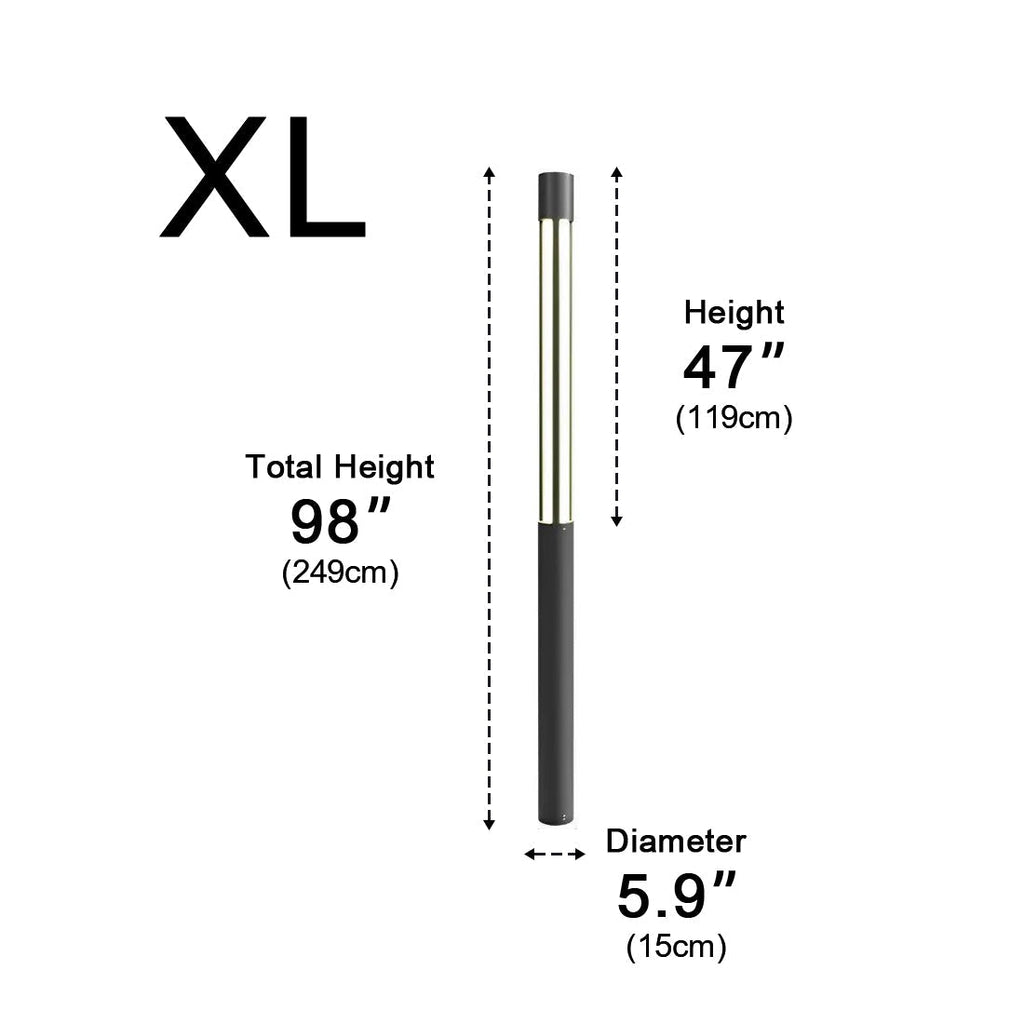 LED Black Modern Outdoor Post Light - Cylinder Design for Pathway, Garden & Street Illumination