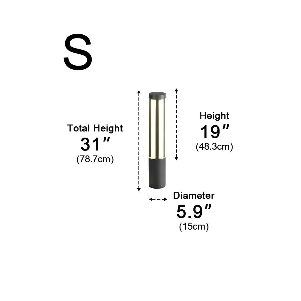 LED Black Modern Outdoor Post Light - Cylinder Design for Pathway, Garden & Street Illumination