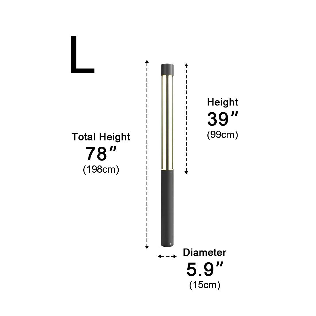 LED Black Modern Outdoor Post Light - Cylinder Design for Pathway, Garden & Street Illumination