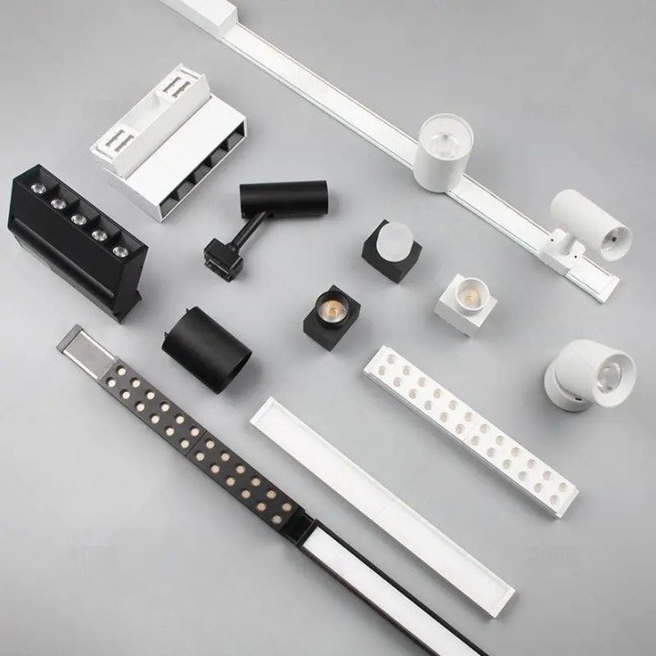 LED Track Lighting System with Adjustable Heads for Home and Office Use