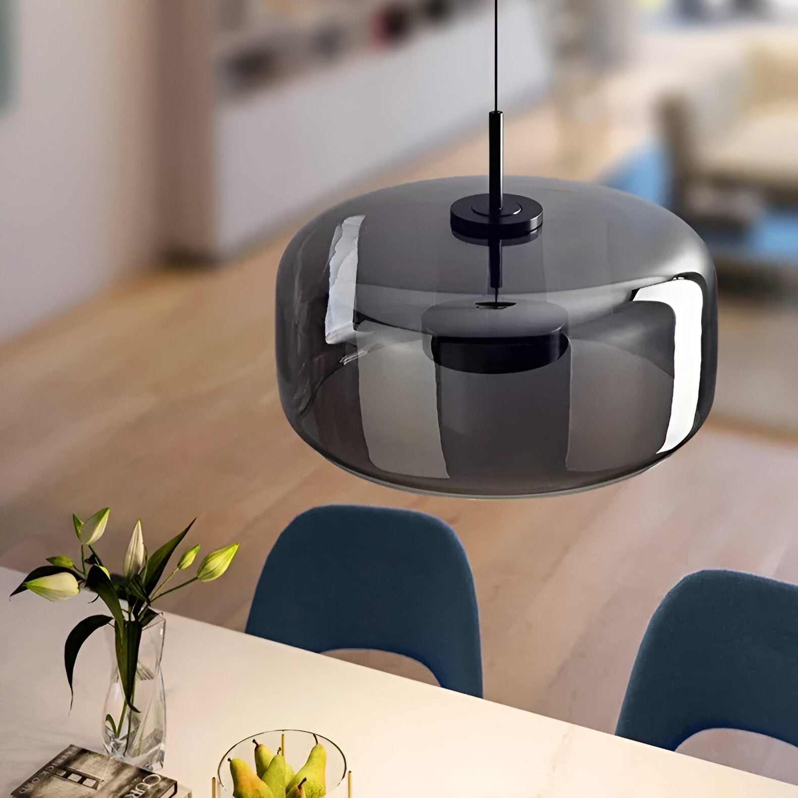 Glass LED Pendant Light with Retro Modern Style for Kitchen Island, Dining Room & Interior Hanging Lighting