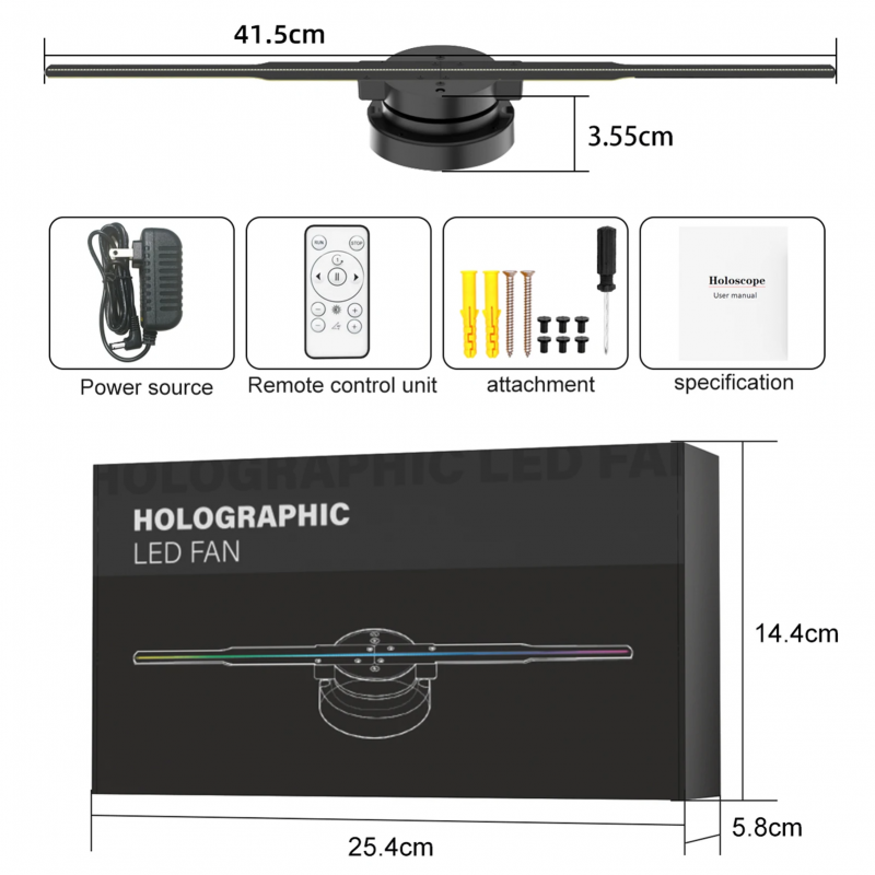 3D Holographic Advertising Fan with Rotating LED Display for Eye-Catching Marketing & Promotions