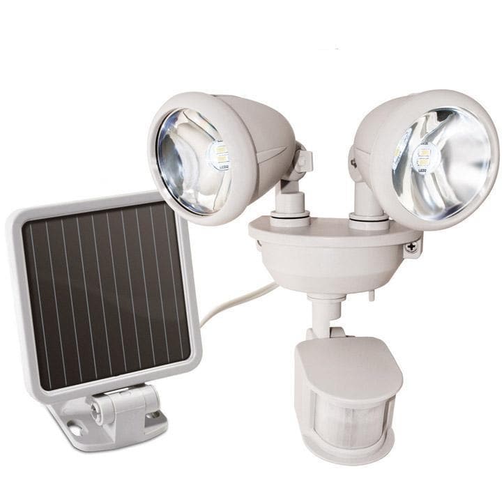 Solar Security Light with Dual Heads & Motion Sensor | Outdoor Lighting for Patios & Driveways in White or Black