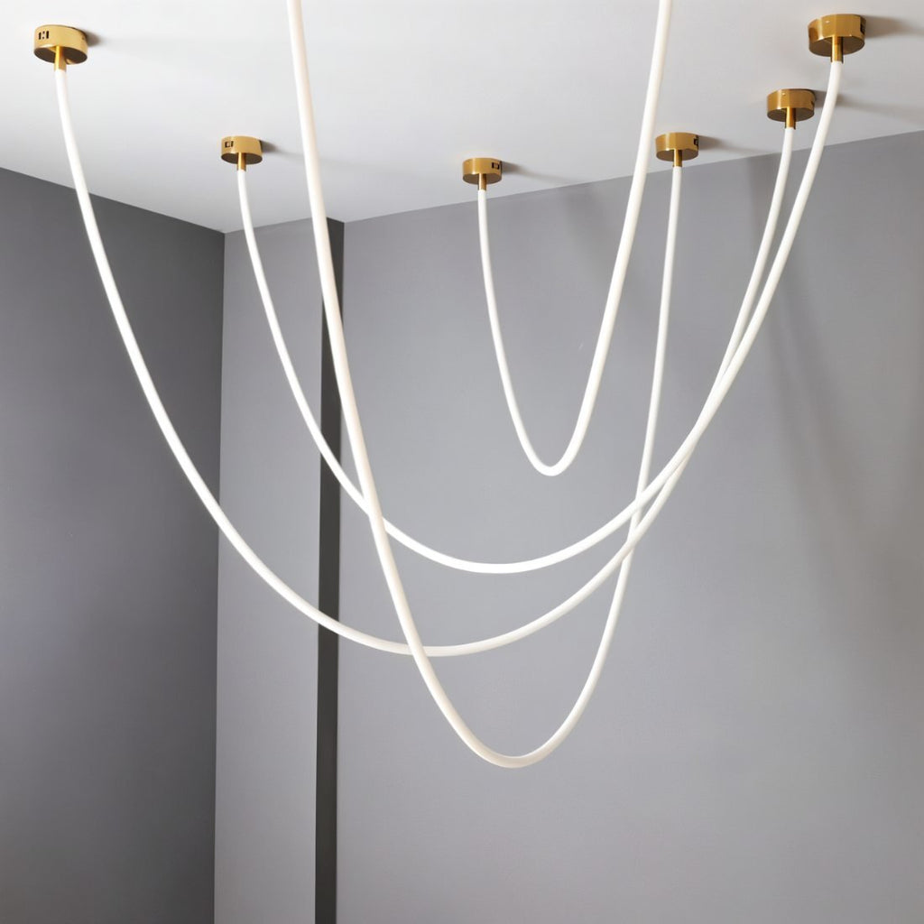 LED Filo Chandelier Light Fixture - Modern Hanging Pendant for Dining Room & Living Space Decor