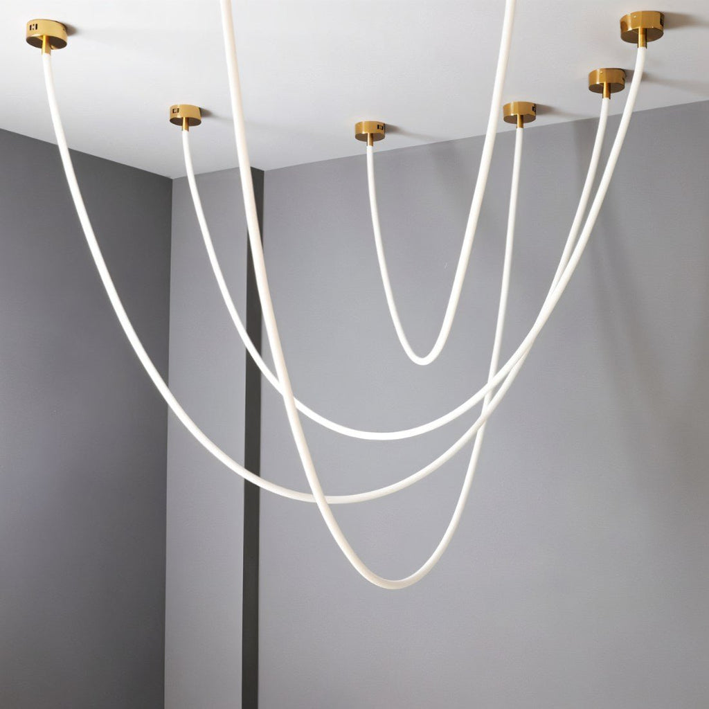 LED Filo Chandelier Light Fixture - Modern Hanging Pendant for Dining Room & Living Space Decor