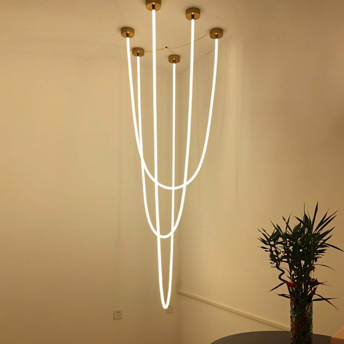 LED Filo Chandelier Light Fixture - Modern Hanging Pendant for Dining Room & Living Space Decor