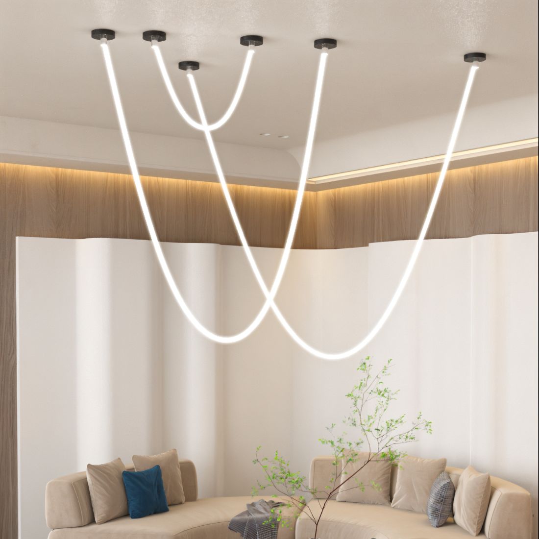 LED Filo Chandelier Light Fixture - Modern Hanging Pendant for Dining Room & Living Space Decor