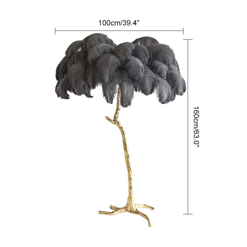 LED Floor Lamp with Feather Palm Design for Living Room & Tropical Decor