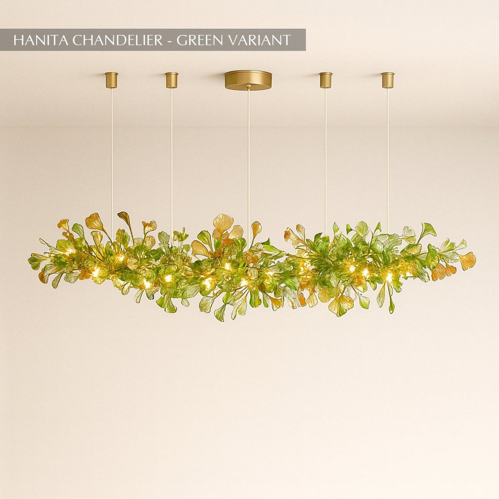 Modern Copper and Glass Chandelier | Adjustable Height, LED Illumination for Home Decor and Contemporary Spaces