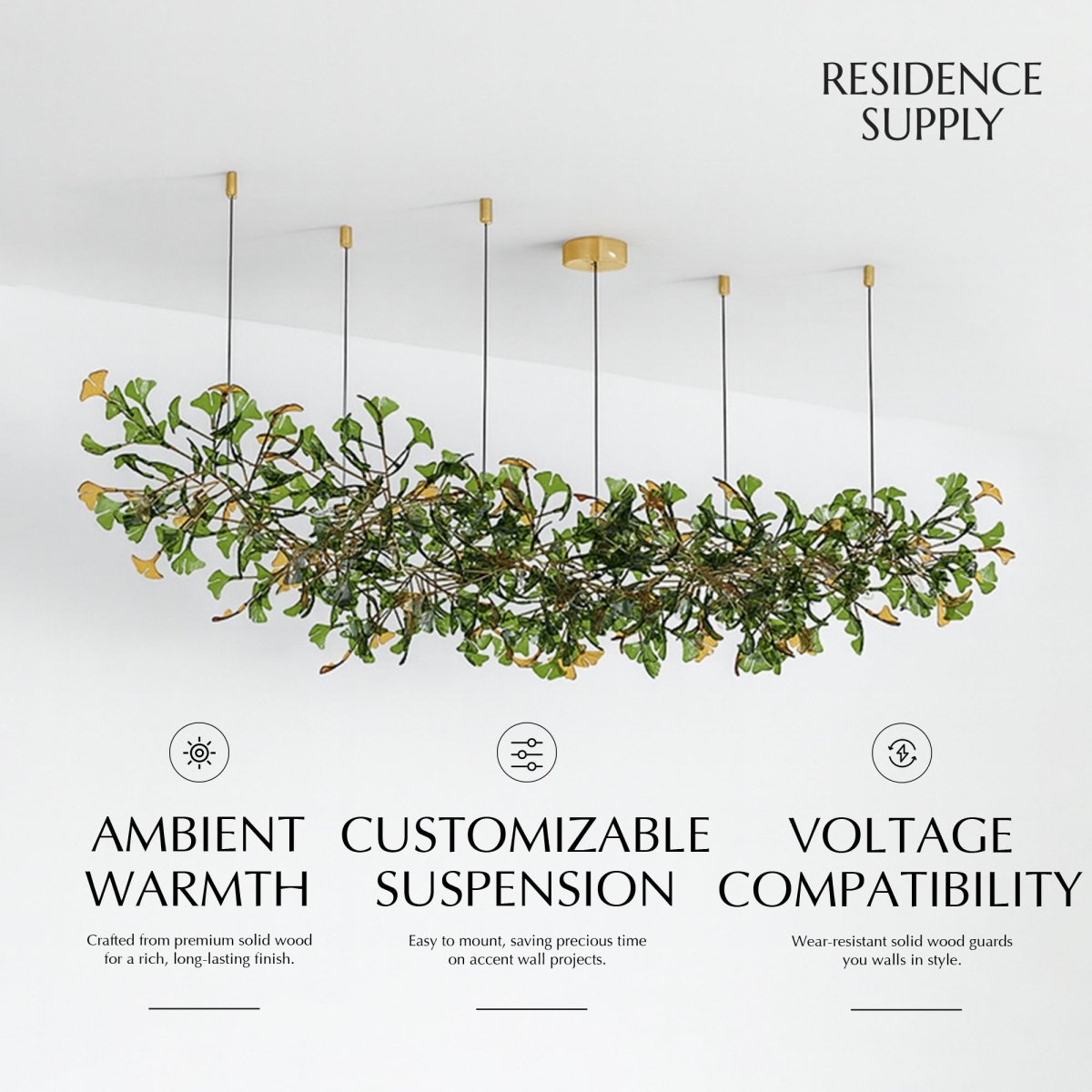 Modern Copper and Glass Chandelier | Adjustable Height, LED Illumination for Home Decor and Contemporary Spaces